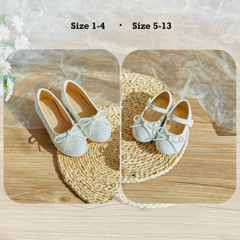 Felix & Flora Flower Girl White Dress Shoes Size 5 - Toddler Girl Ballet Flats Little Kid Wedding Party - Image 4